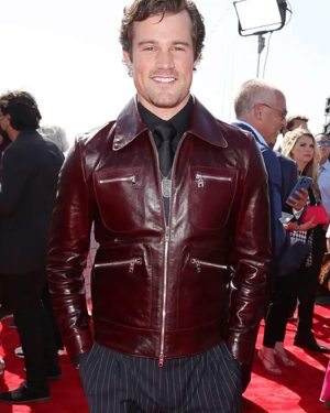 Lt. Brigham 'Harvard' Lennox Top Gun Maverick (2022) Jake Picking Maroon Leather Jacket