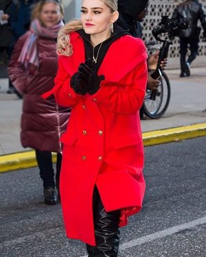 Meg Donnelly Red Wool Trench Coat