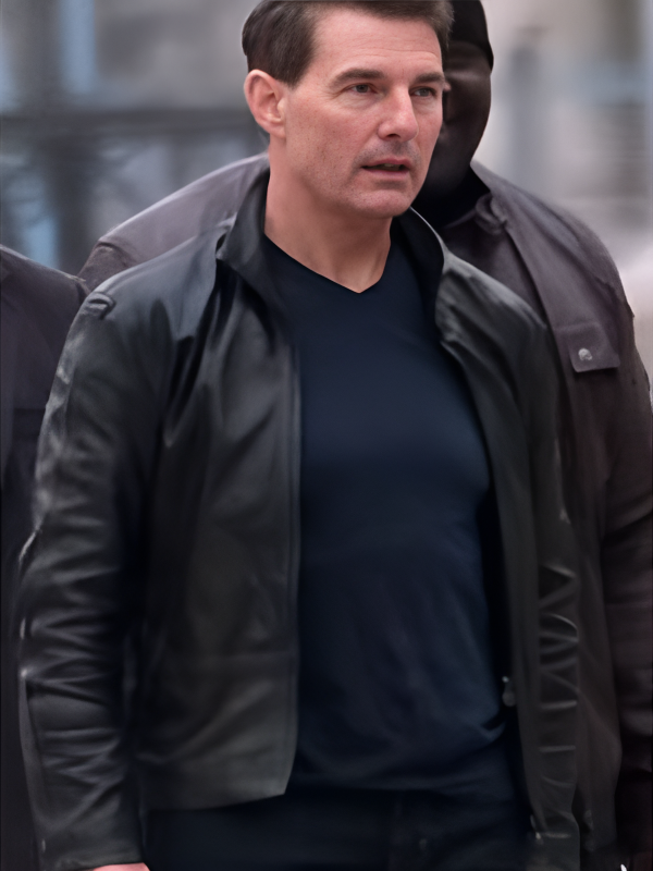 Tom Cruise Mission Impossible 7 Black Leather Jacket