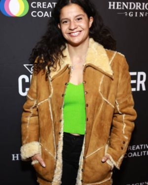 NEXTGEN Young Hollywood Celebration Ana Scotney Brown Suede Leather Coat
