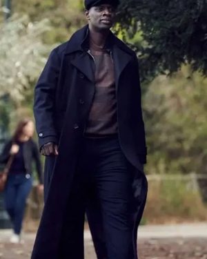 Omar Sy Tv Series Lupin SO1 Black Wool Coat