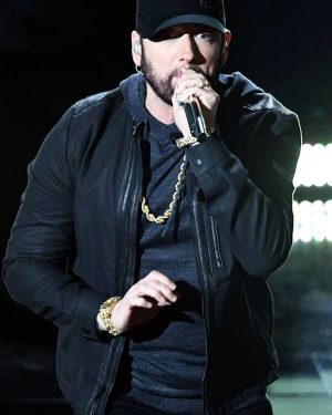 Eminem Oscars Academy Awards 2020 Black Leather Jacket