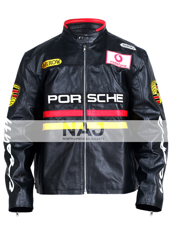 Porsche Racing Black Leather Jacket - North American Jackets