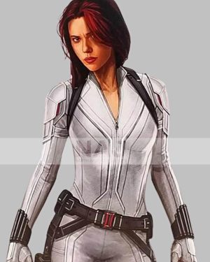Black Widow Natasha Romanoff White Leather Jacket