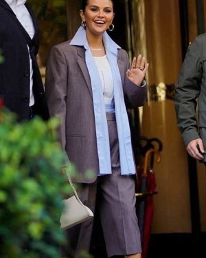 American Singer Selena Gomez Gray suit