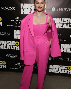 Selena Gomez Music + Health Summit 2023 Pink Suit