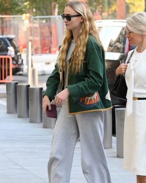 Sophie Turner New York City Green Jacket