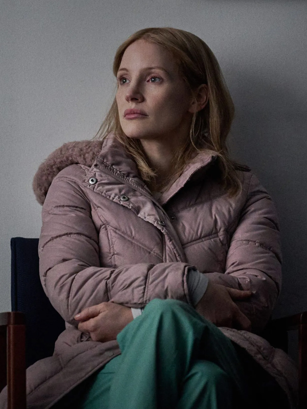 Jessica Chastain The Good Nurse Shearling Jacket
