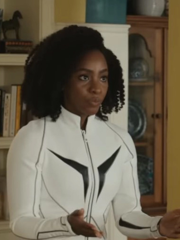 The Marvels 2023 Teyonah Parris White Leather Jacket