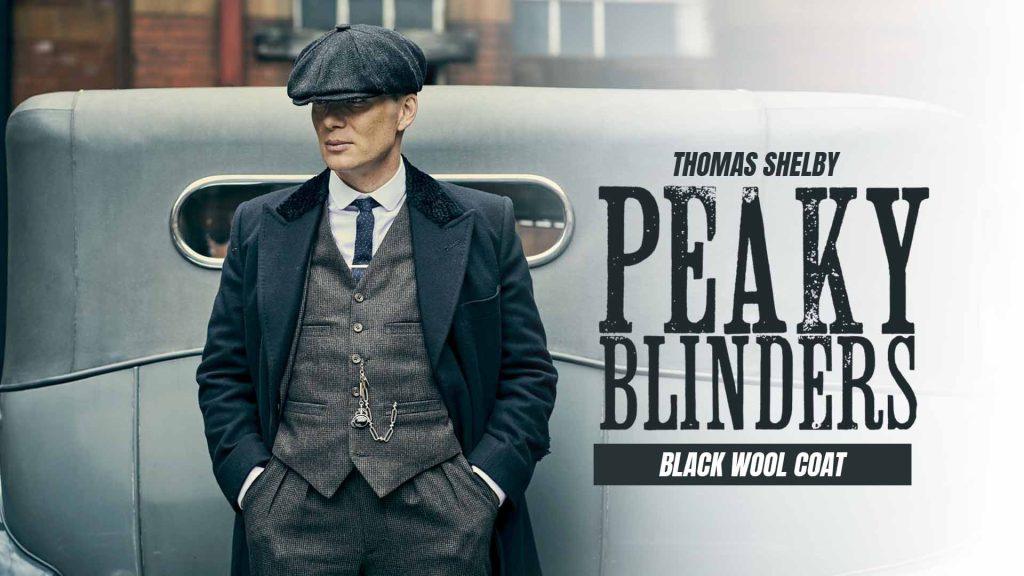Thomas Shelby TV Series Peaky Blinders Cillian Murphy Black Wool Coat