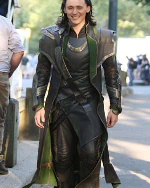 Loki 2021 Tom Hiddleston Black Leather Trench Coat