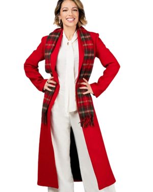 Renée Take Me Back For Christmas 2023 Vanessa Lengies Red Wool Trench Coat