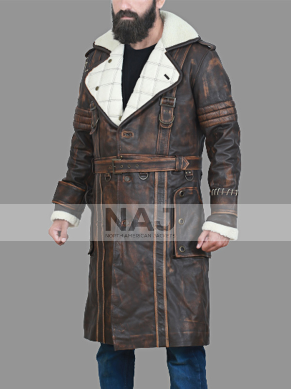 Elder Maxson Video Game Fallout 4 Shearling Brown Leather Trench Coat