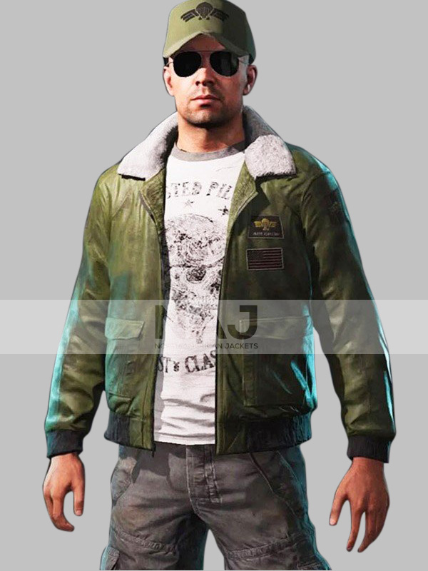 Video Game Far Cry 5 Aviator Bomber Green Leather Jacket