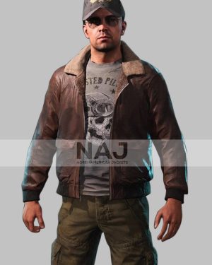 Far Cry 5 Video Game Aviator Brown Bomber Leather Jacket