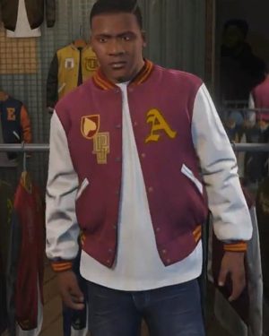 Video Game Grand Theft Auto V Franklin Clinton Maroon Bomber Jacket