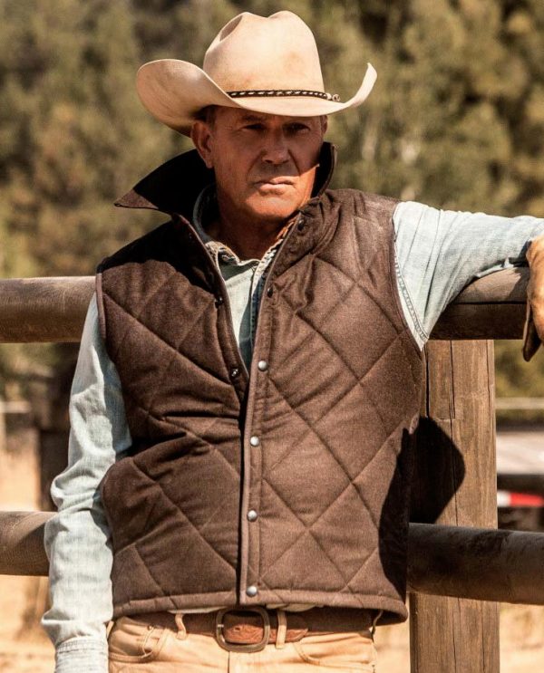 quilted brown john dutton vest from yellowstone